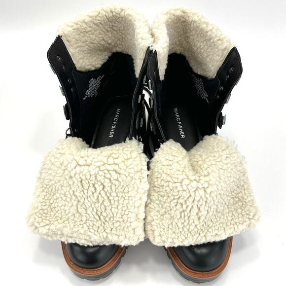 Marc Fisher Isabel Women Lug Sole Bootie Size 9.5M Black Leather Ankle Boot New - Picture 5 of 16